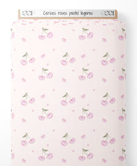 Tissu - Cerises roses pastel légères