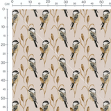 Tissu - Oiseaux noir et blanc marron