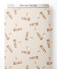 Tissu - Patins dorés sur fond beige