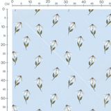 Tissu - Marguerites blanches et vertes sur