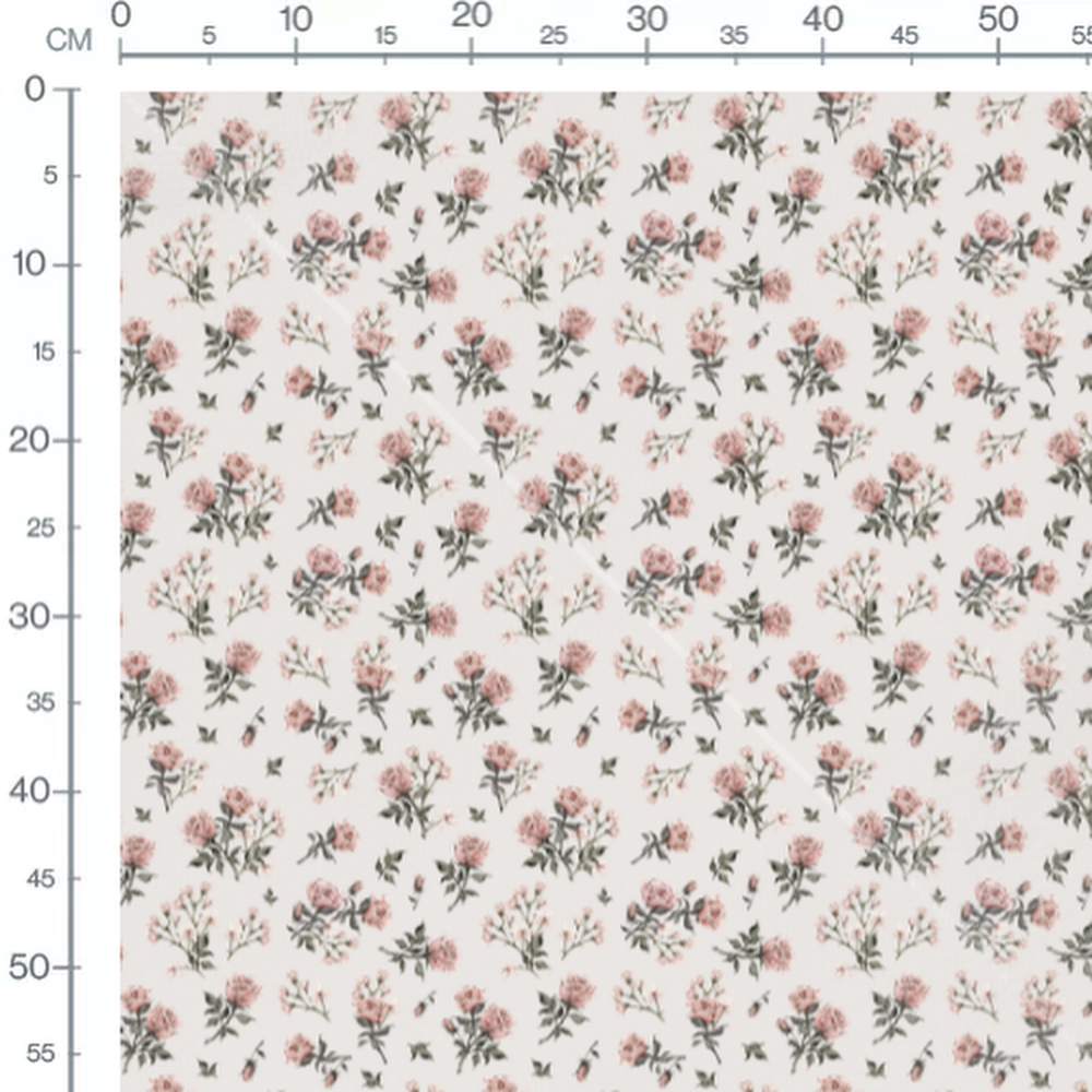 Tissu - Roses roses sur fond blanc 2