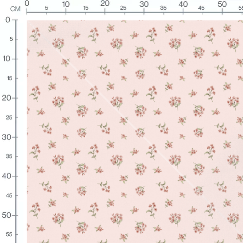 Tissu - Fleurs roses sur fond rose