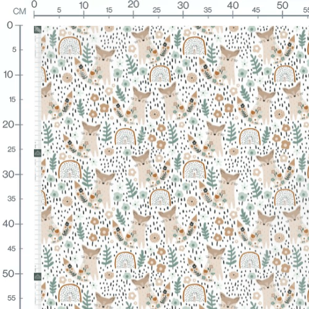 Tissu - Cerfs et renards bruns