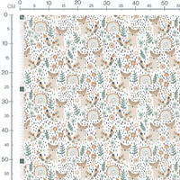 Tissu - Cerfs et renards bruns