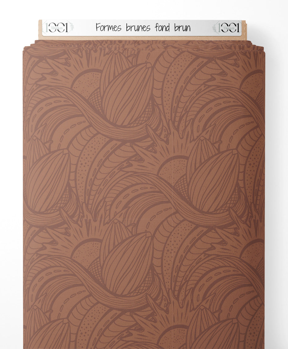 Tissu - Formes brunes sur fond brun