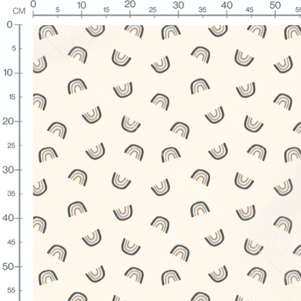 Tissu - Arcs multicolores sur fond beige