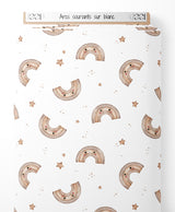 Tissu - Arcs souriants sur blanc