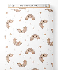 Tissu - Arcs souriants sur blanc