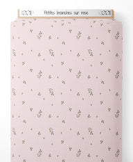 Tissu - Petites branches sur rose