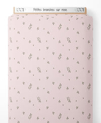 Tissu - Petites branches sur rose