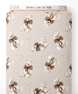 Tissu - Oursons à pois sur beige