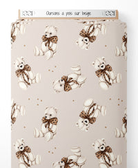 Tissu - Oursons à pois sur beige