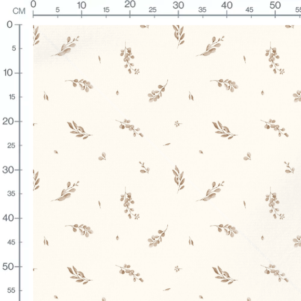 Tissu - Brindilles brunes sur crème