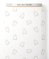 Tissu - Sapins dorés sur fond blanc