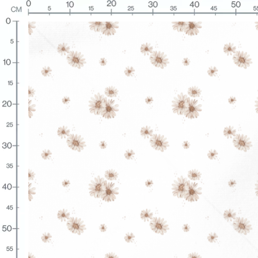 Tissu - Marguerites beige aquarelle