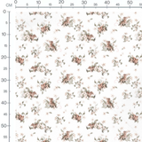 Tissu - Souris brunes et fleurs blanches
