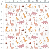 Tissu - Dinosaures colorés et palmiers