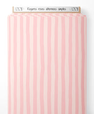 Tissu - Rayures roses alternées simples