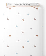 Tissu - Cœurs bleu clair et beige