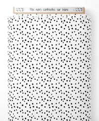 Tissu - Pois noirs contrastés sur blanc