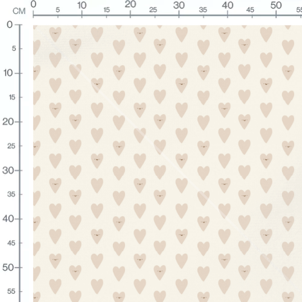 Tissu - Cœurs beiges souriants