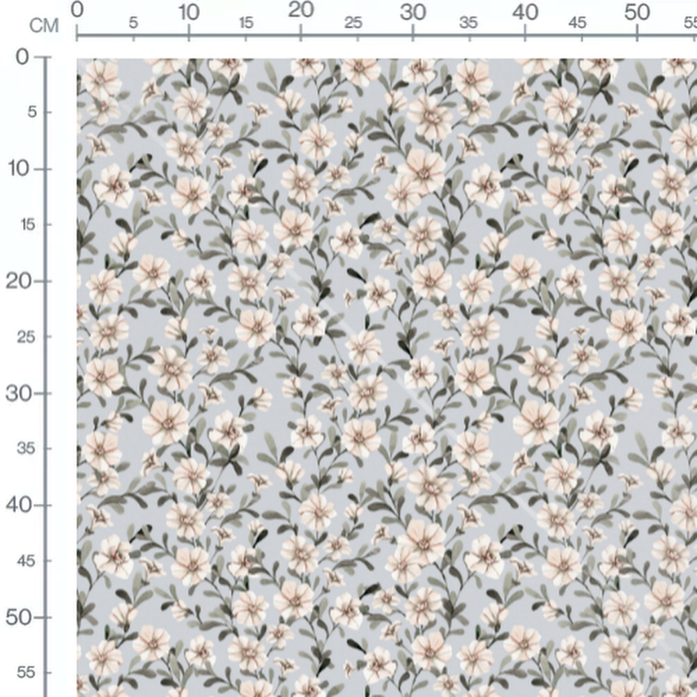 Tissu - Fleurs beige et vert harmonieux