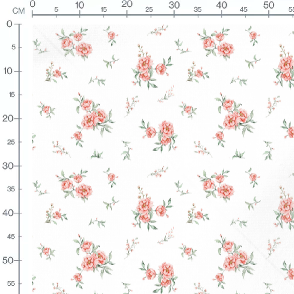 Tissu - Roses et feuillage délicat