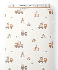 Tissu - Véhicules et blocs colorés