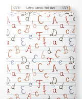 Tissu - Lettres colorées sur fond blanc