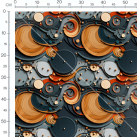Tissu - Cercles Abstraits Bois Métal