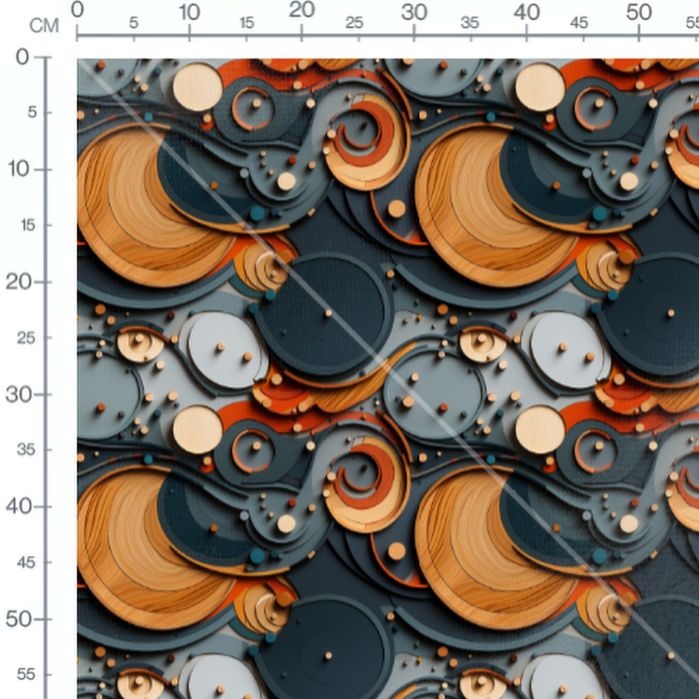Tissu - Cercles Abstraits Bois Métal