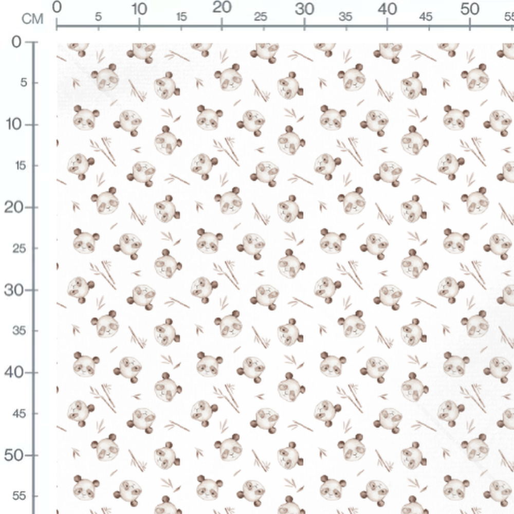 Tissu - Pandas doux sur fond blanc