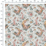 Tissu - Lapins roses et étoiles dorées