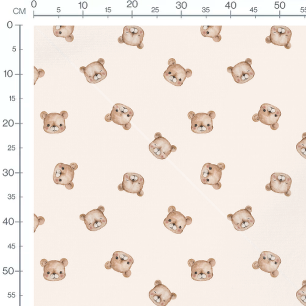 Tissu - Ours marron sur fond beige 3