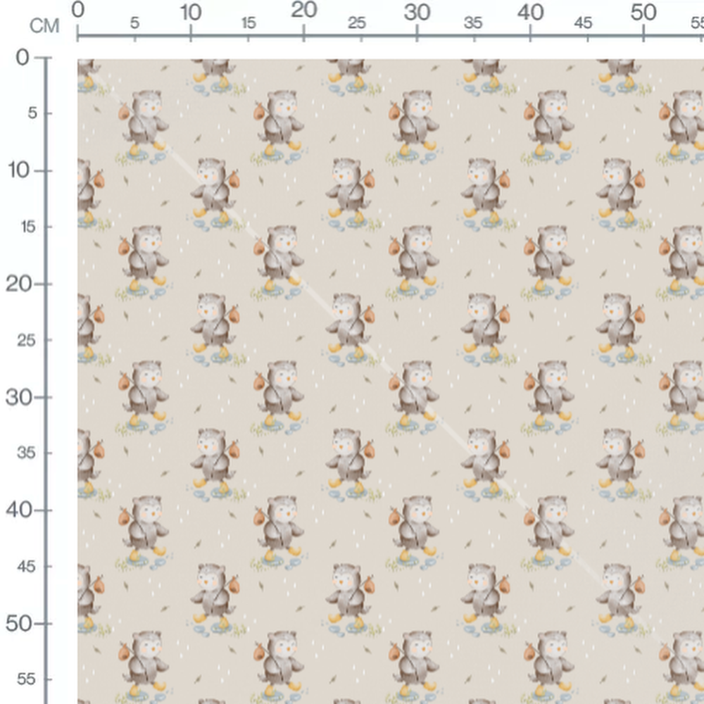 Tissu - Hiboux marcheurs joyeux