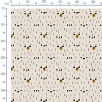Tissu - Ours noirs et blancs sur beige