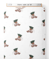 Tissu - Voitures sapins sur toit