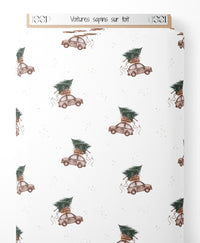 Tissu - Voitures sapins sur toit