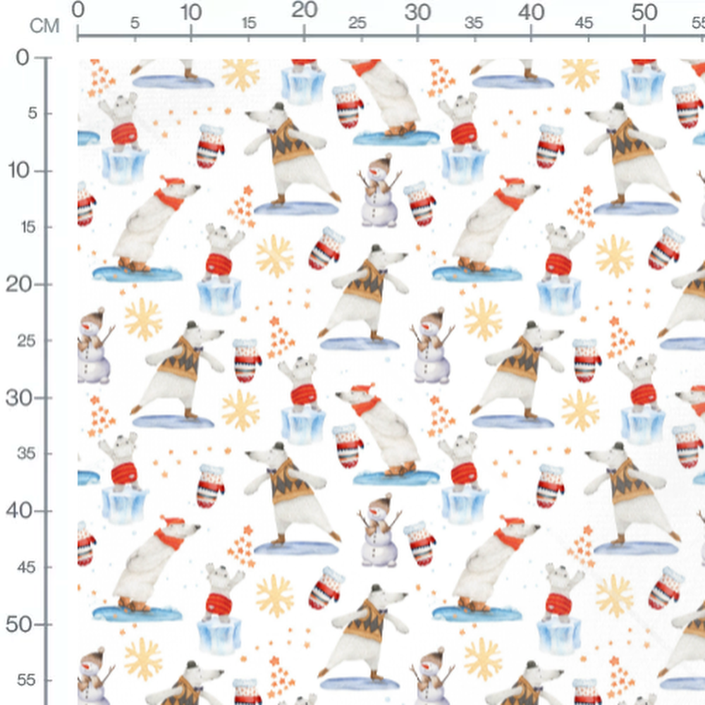 Tissu - Ours polaires et bonhommes de neige