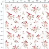 Tissu - Oiseaux roses et fleurs délicates 3