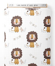 Tissu - Lions marron et souris grises