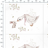 Tissu - Oie et lapin en contemplation