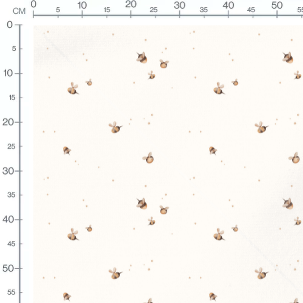 Tissu - Abeilles aquarelle sur fond blanc
