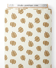 Tissu - Citrouilles géométriques crème