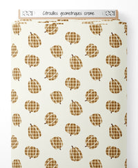 Tissu - Citrouilles géométriques crème