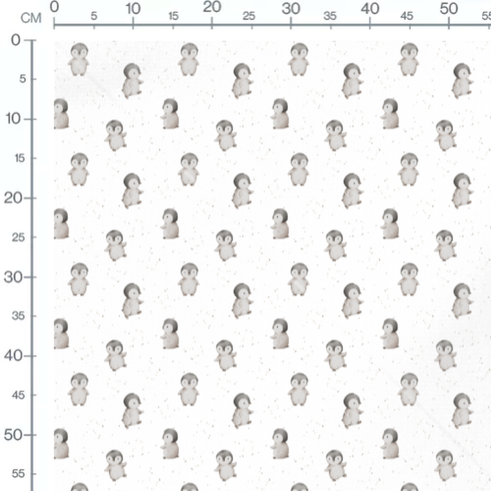 Tissu - Pingouins sur fond neigeux