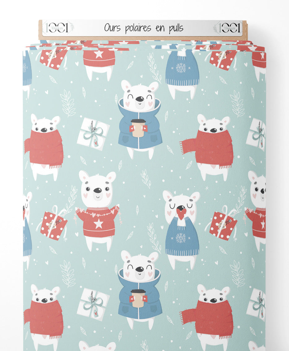 Tissu - Ours polaires en pulls