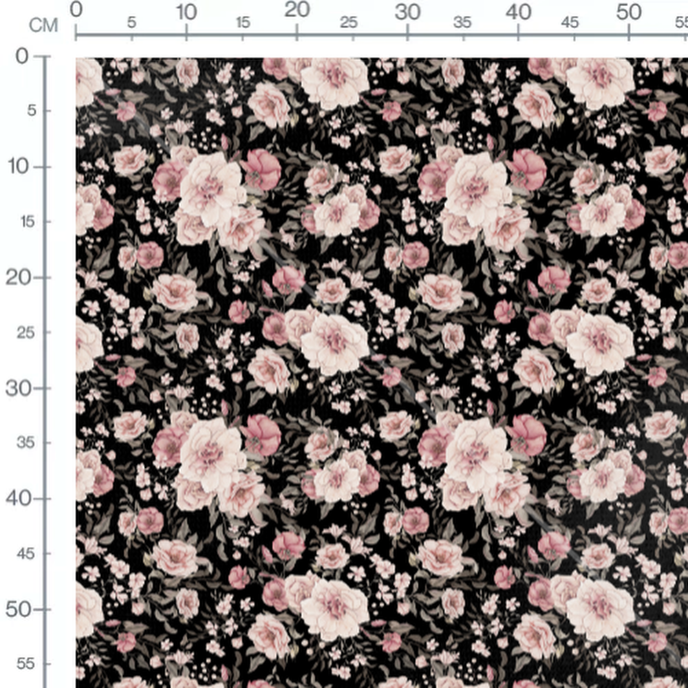 Tissu - Fleurs roses et blanches variées 2