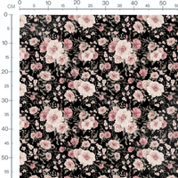 Tissu - Fleurs roses et blanches variées 2