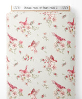 Tissu - Oiseaux roses et fleurs roses 2